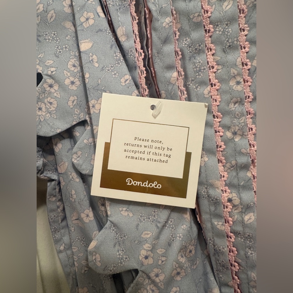 Dondolo Blue and Pink Striped Smocked Women’s Dress - Picture 4 of 7